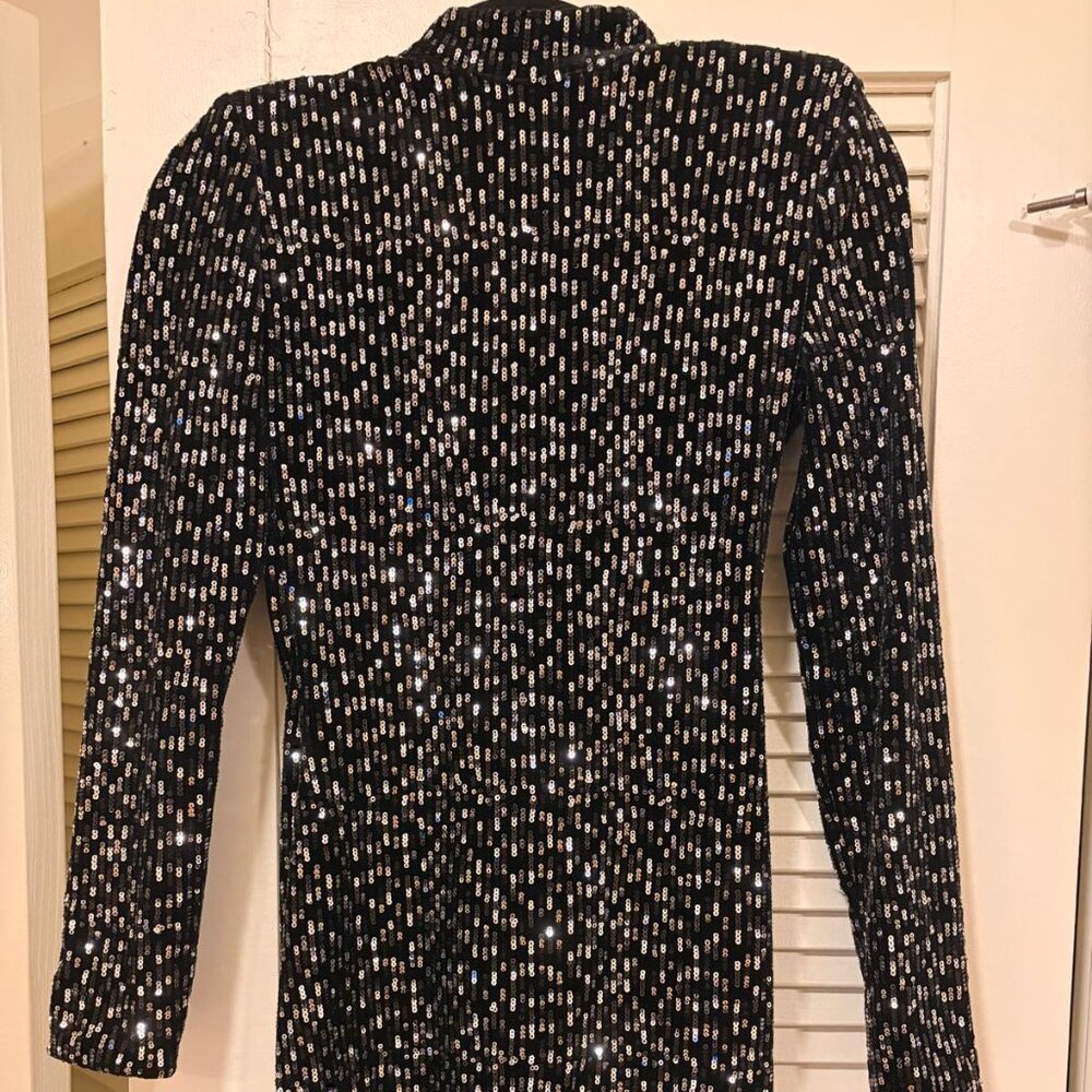 Bershka Black Sequin Open Back Mini Dress Size S – Sexy Party